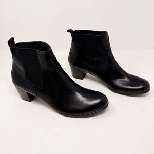 Ecco Black Leather Booties Kitten Heel Leather Size 41